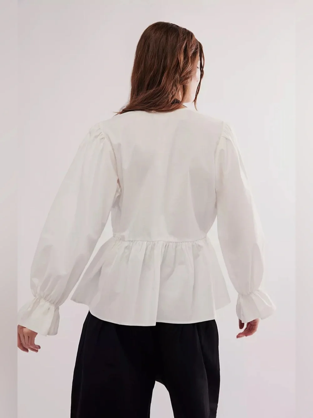 Free People Nigel Preston Poplin Cinched Top In White Size M
